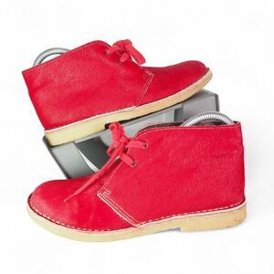 MiMao Calf Hair Classic Crepe Sole Chukka Boots 'Red" Women's 7/37